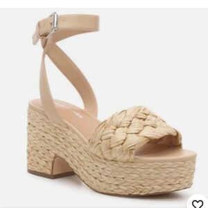 Marc Fisher Beige Woven Platform Sandals